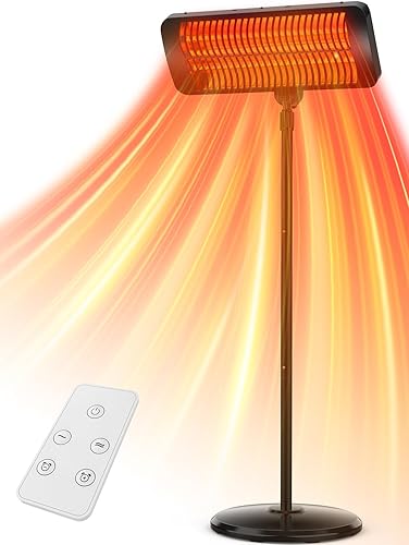 Calentadores de exterior para patio, temporizador de 12 horas y 3 niveles de calor, calentador eléctrico impermeable IP54, cubiertas de calefacción