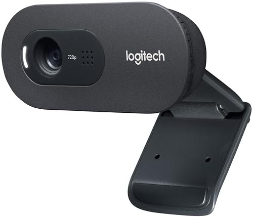 Logitech C270 HD Webcam, HD 720p/30fps, Widescreen HD Video Calling, HD Light Correction, Noise-Reducing Mic, Streaming, For Skype, FaceTime, Hangouts, WebEx, PC/Mac/Laptop/Macbook/Tablet - Black