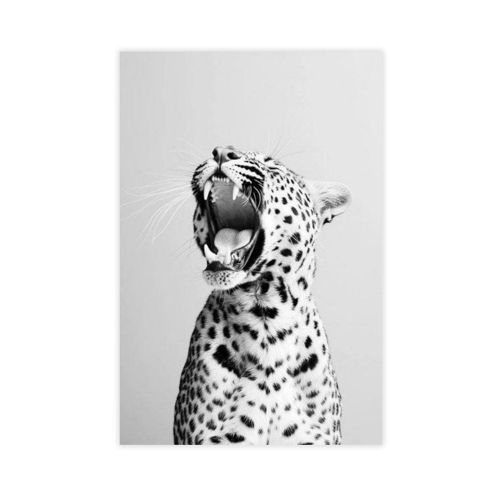 WLQZFRWV Black And White Leopard Minimalist Animal Canvas Poster Bedroom Decor Landscape Office Room Decor Gift 12x18inch(30x45cm)