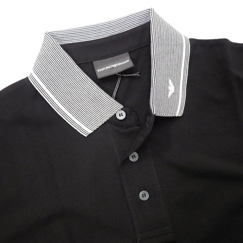 美品 EMPORIO ARMANI 襟ロゴ ポロシャツ アルマーニ ブラック EMPORIO ARMANI エンポリオアルマーニ ポロシャツ 半袖シャツ 襟
