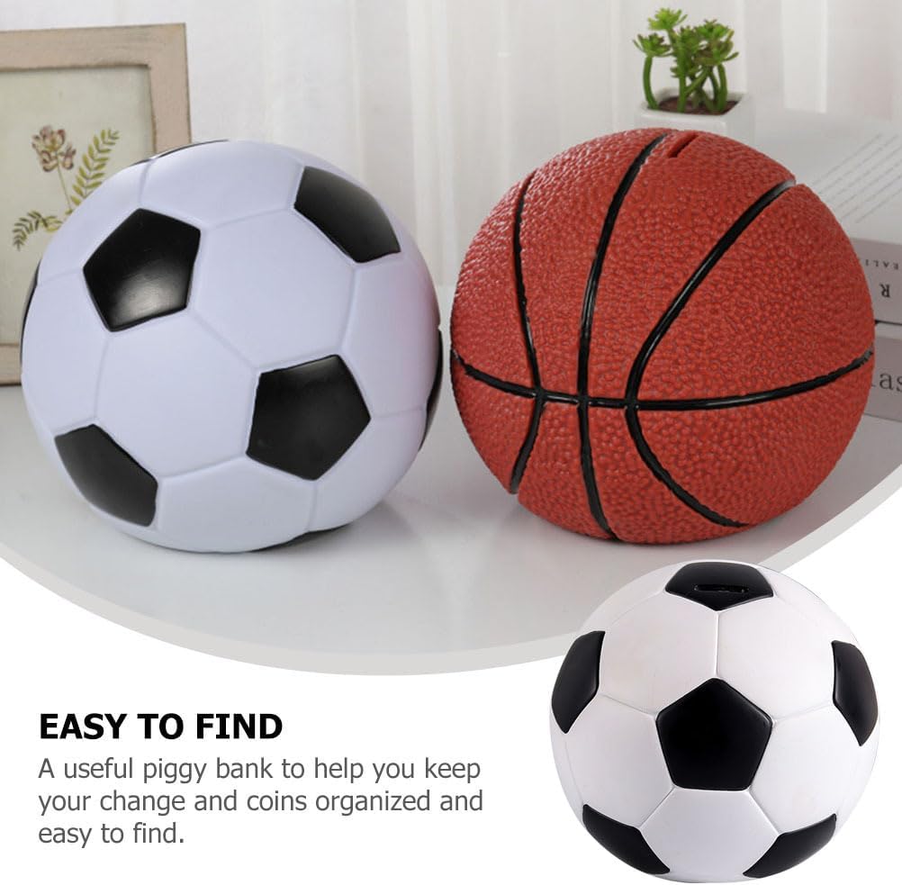 BESTonZON Soccer Ball Piggy Bank, Football Sports Themed Coin Bank, Shatterproof Soccer Piggy Bank, Coin Bank with Football Look, Saving Money and Sports Decor for Grils Boys (S Size)