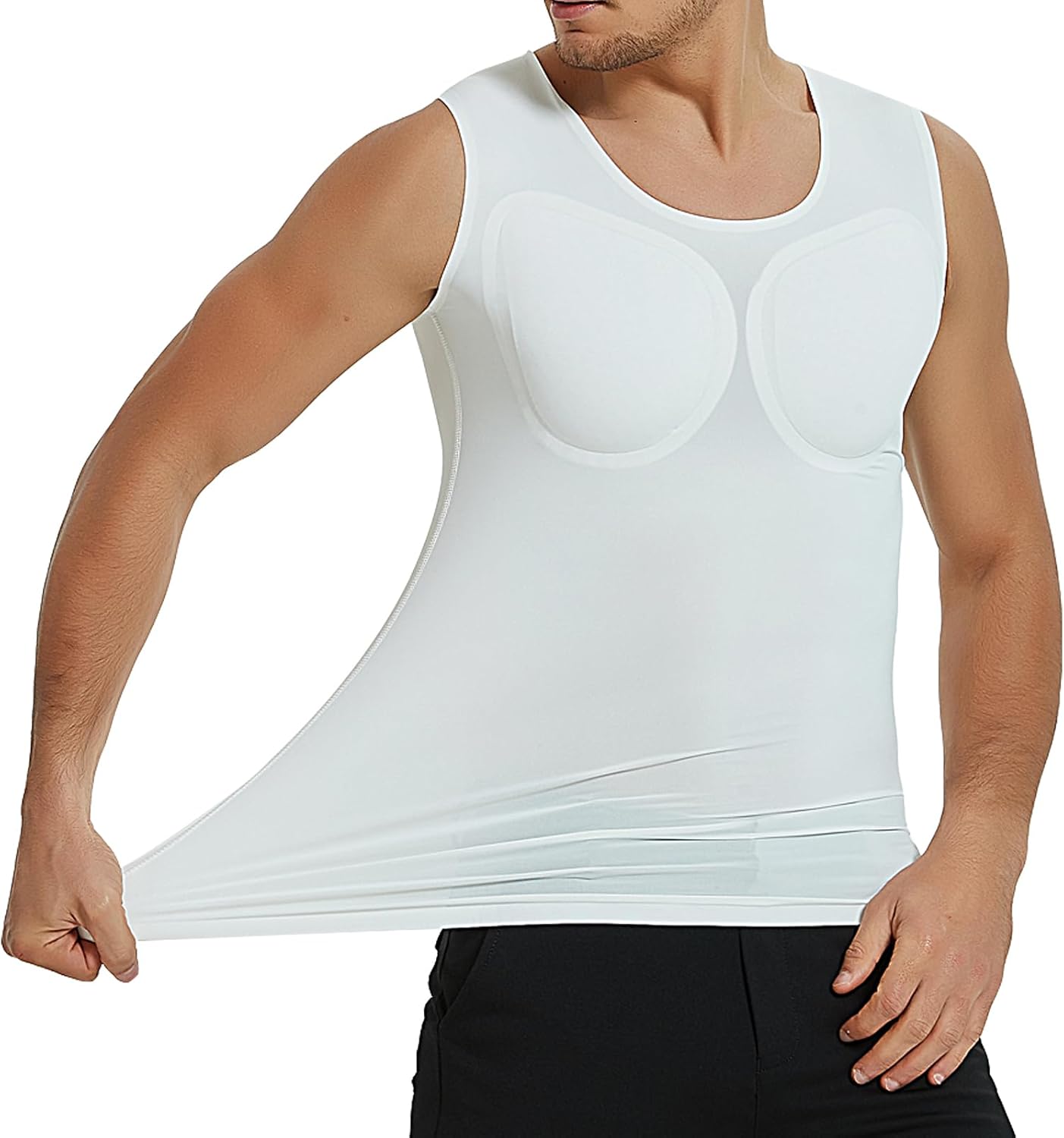 Men's Fake Muscle T-Shirts, 18mm Thick Padded Muscle Underwear, Increases Your Delts, Biceps, Pecs, Abs, Lats