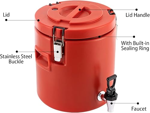 Miniatura 5 de Dispensador de bebidas aislado de 2.64 galones, servidor de bebidas calientes y hielo con interior de acero inoxidable 304 y espita para té