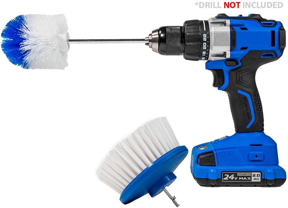 RotoScrub Drill-Powered Cleaning Brushes - 2-Brush Drill Accessory Combo Kit