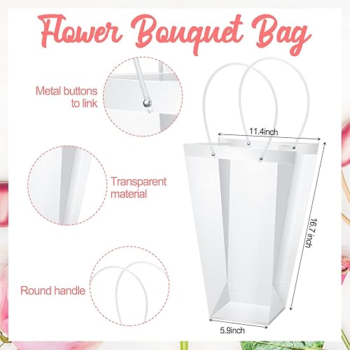 Miniatura 2 de 10 cajas de ramo para flores, bolsa transparente para ramo con asa, regalo transparente, para floristería, suministros de fiesta para San Valentín,