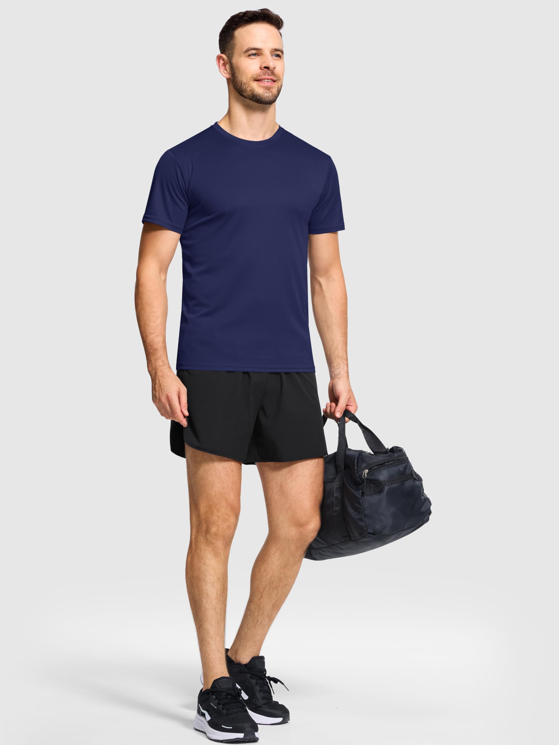 Paquete de 5 camisetas deportivas para hombre, absorben la humedad, de secado rápido, de manga corta, transpirables, activas, para gimnasio, correr, camisetas lisas de cuello redondo