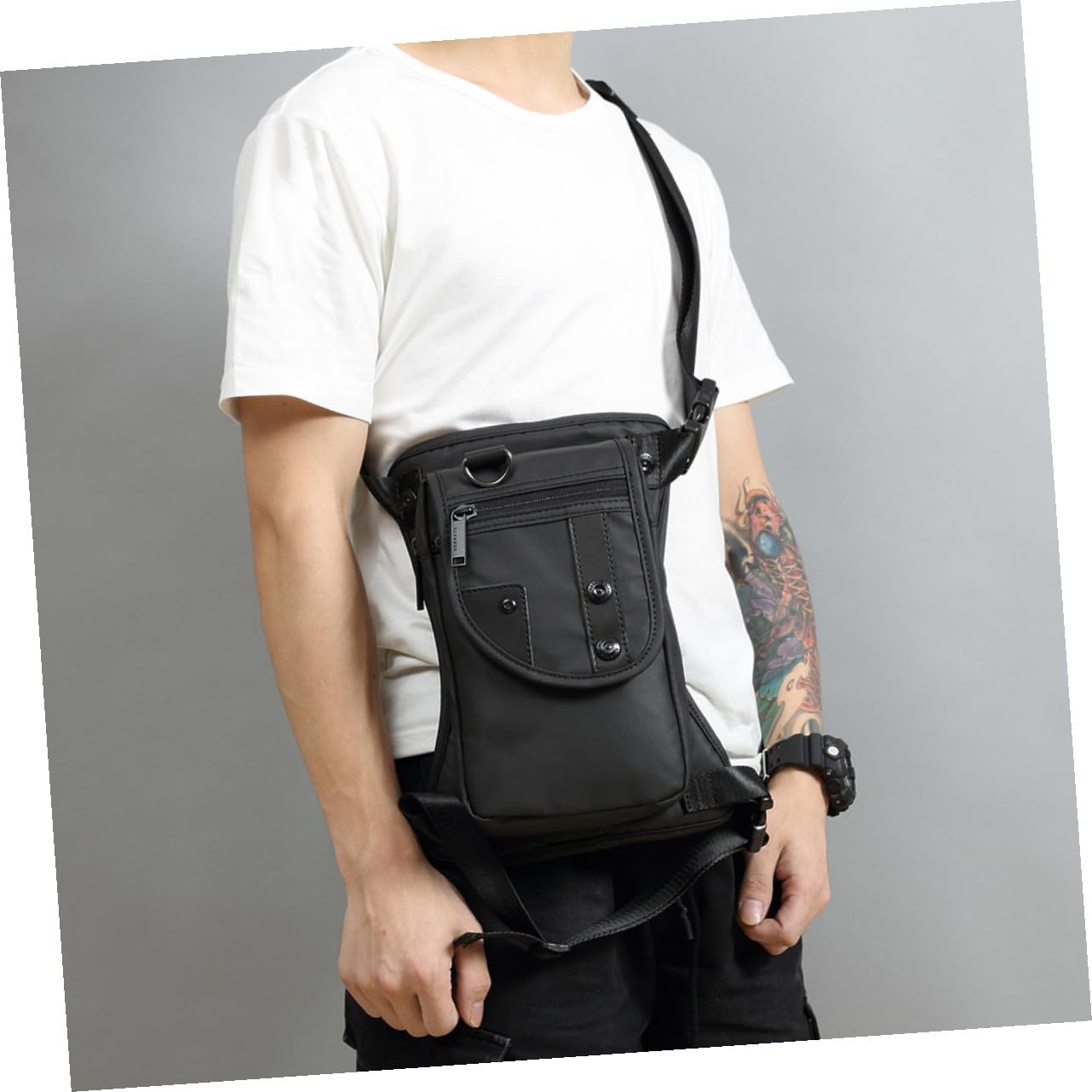 Riñonera Multifuncional para Hombre Negra de Tela Oxford | Correa Ajustable, Estilo Cómodo y Moderno, Adecuado para Uso Diario y Actividades al Aire Libre