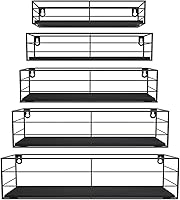 Vista 1 de CRUGLA - Juego de 5 estantes flotantes montados en la pared, estante de almacenamiento colgante negro para baño, cocina, dormitorio, sala de estar