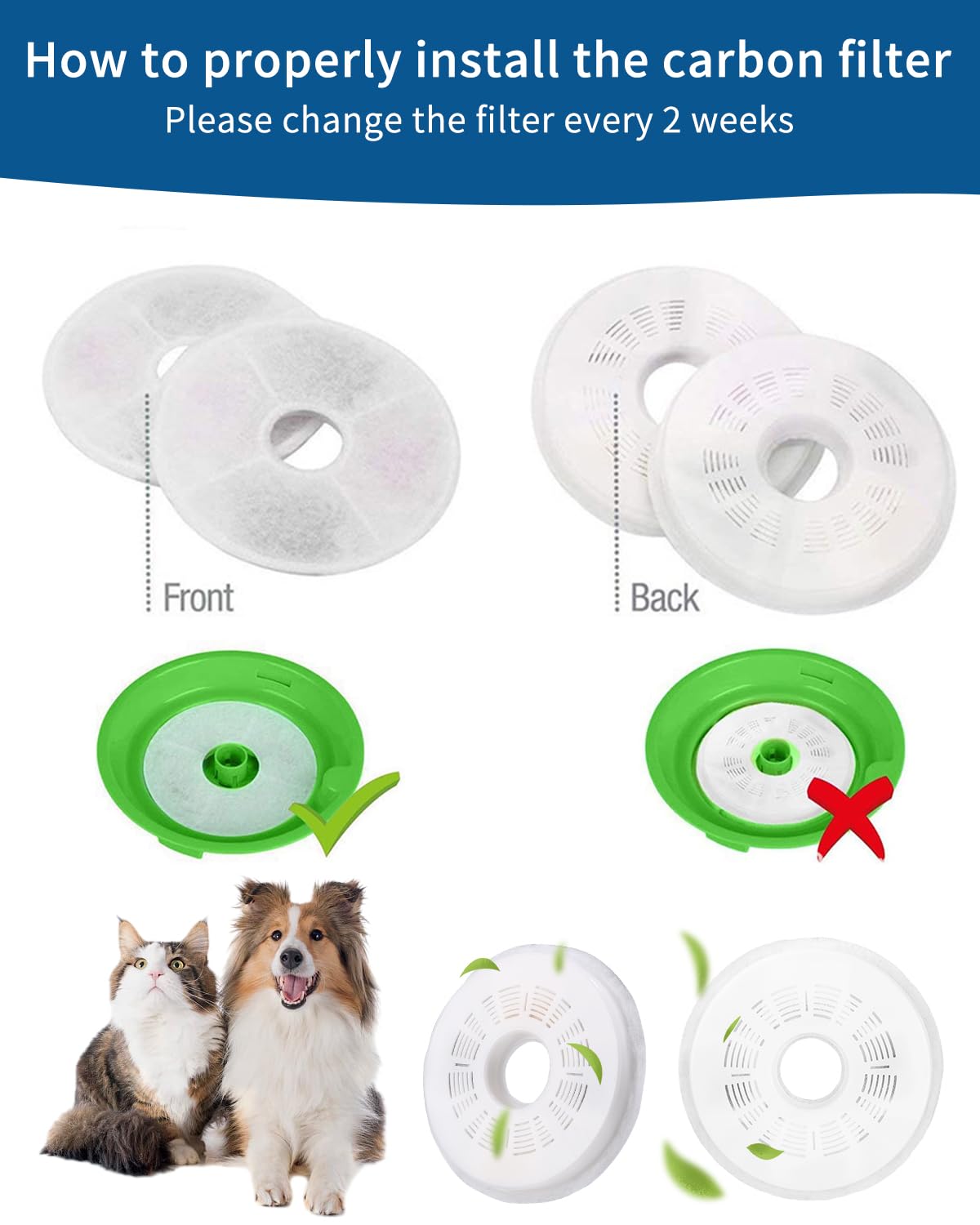 6 Piezas Filtros Fuente Gatos,Filtros Bebedero Gatos Fuente,Filtros de Repuesto de Fuente de Agua para 3L Fuentes de Flores,Fuente para Gatos con Resina y Carbón Activo para perros y gatos