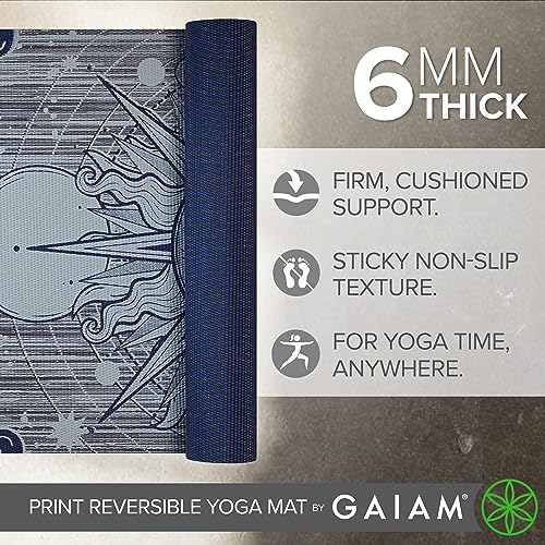 Image of Gaiam Yoga Mat - Premium 6mm Print Reversible Extra Thick Non Slip Exercise & Fitness Mat for All Types of Yoga, Pilates & Floor Workouts (68 inch x 24 inch x 6mm Thick)
