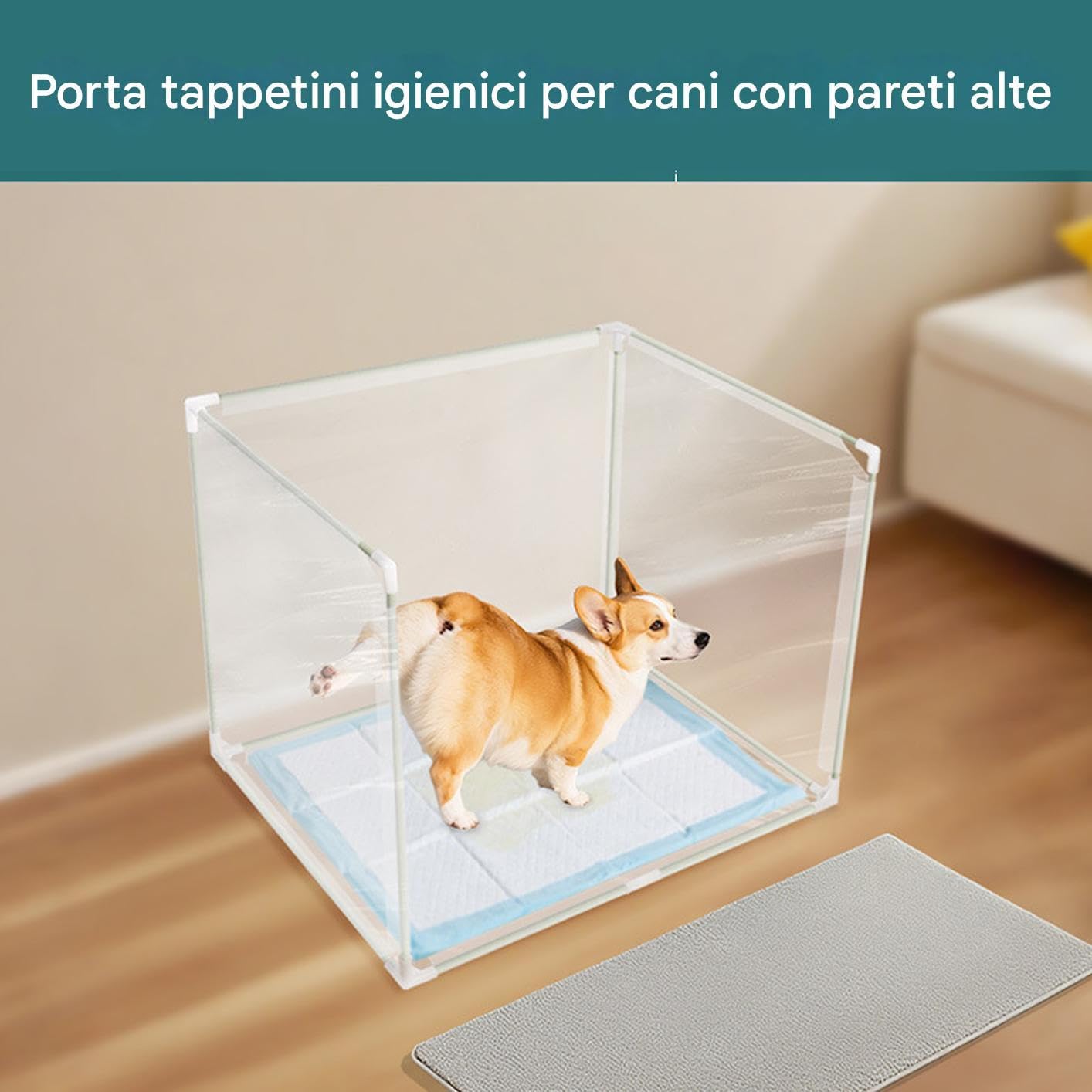 Parapetto per Lettiera | Schermo Paraspruzzi per Recinzione Vaschette Facile da Pulire | Kit Addestramento Trasparente Privacy per Cani | per Camera Dormitorio Appartamento Casa Balcone
