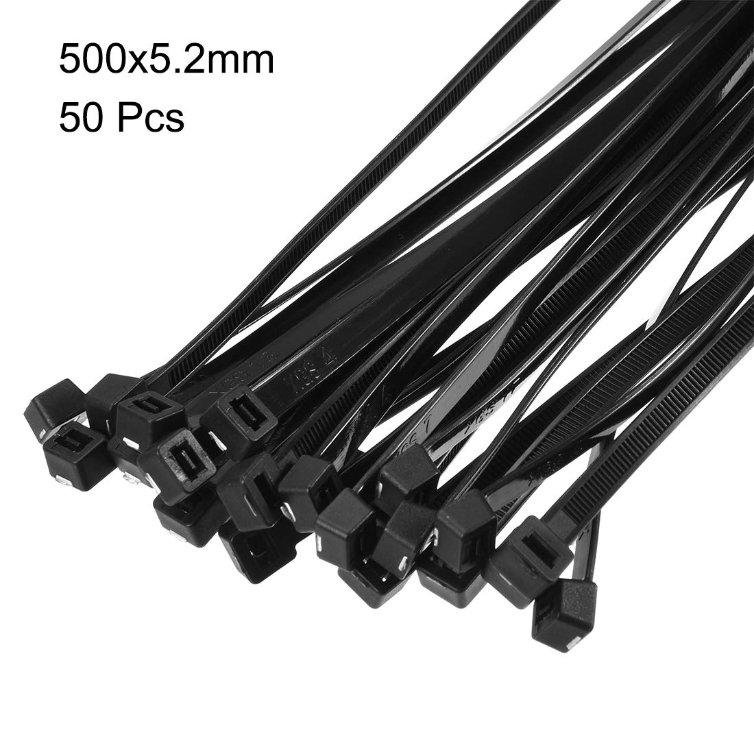 uxcell Nylon Cable Ties 20 Inch Self-Locking Zip Ties 0.2 Inch Width Black 50pcs