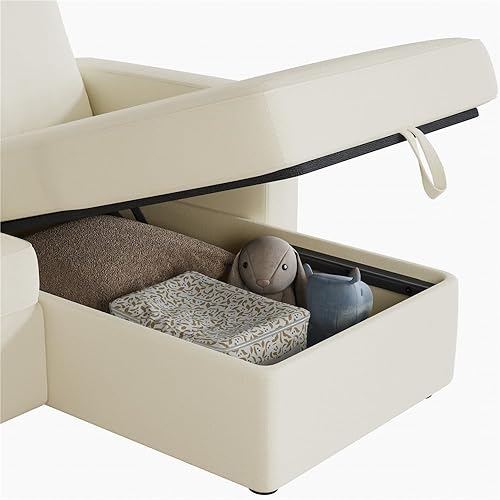 Miniatura 16 de Yaheetech Sofá modular en forma de L con diván y USB, sofá cama reversible con cama extraíble y espacio de almacenamiento, sofá convertible de tela