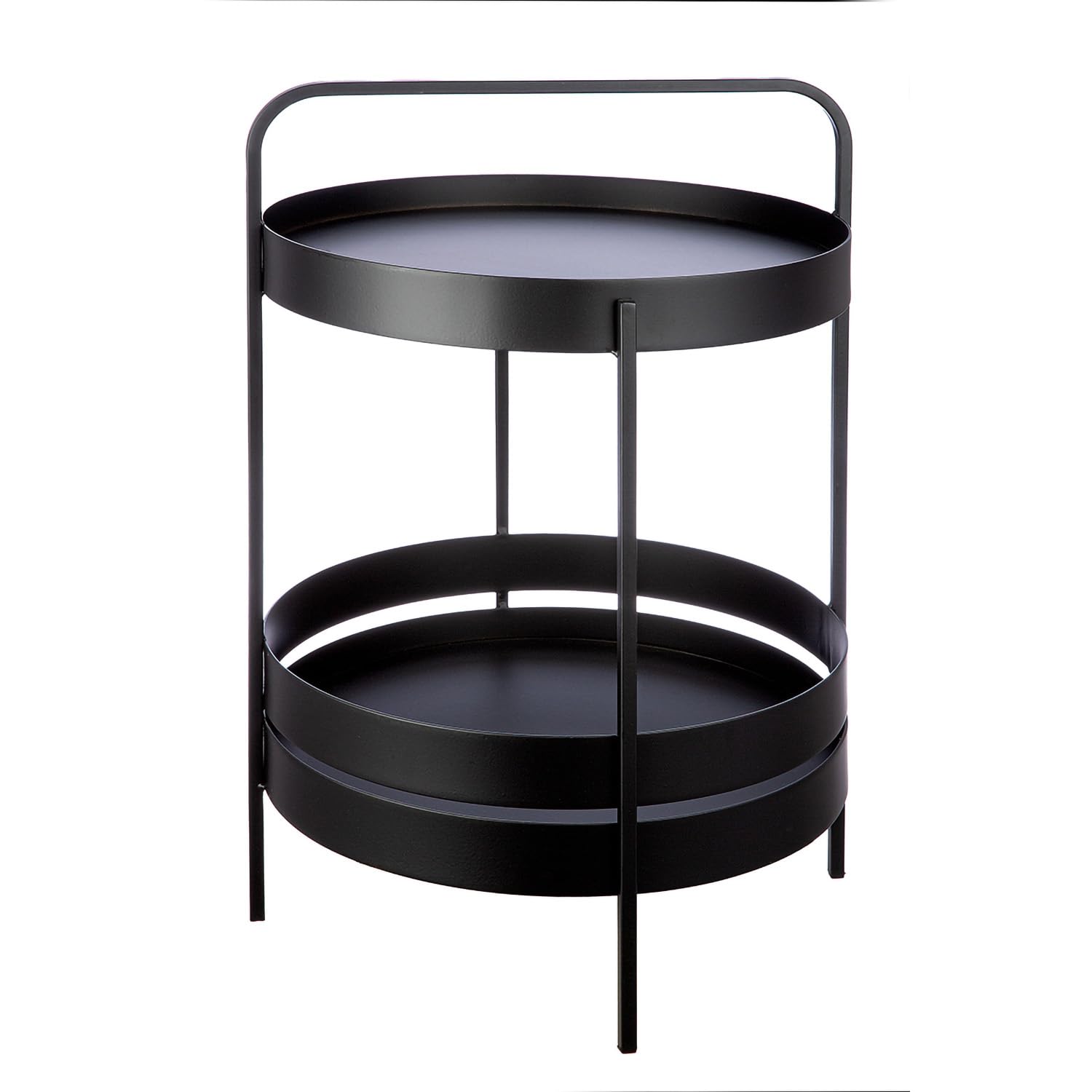 Casablanca Level Side Table, Metal, Round, Black, Height 62 cm x Diameter 42 cm