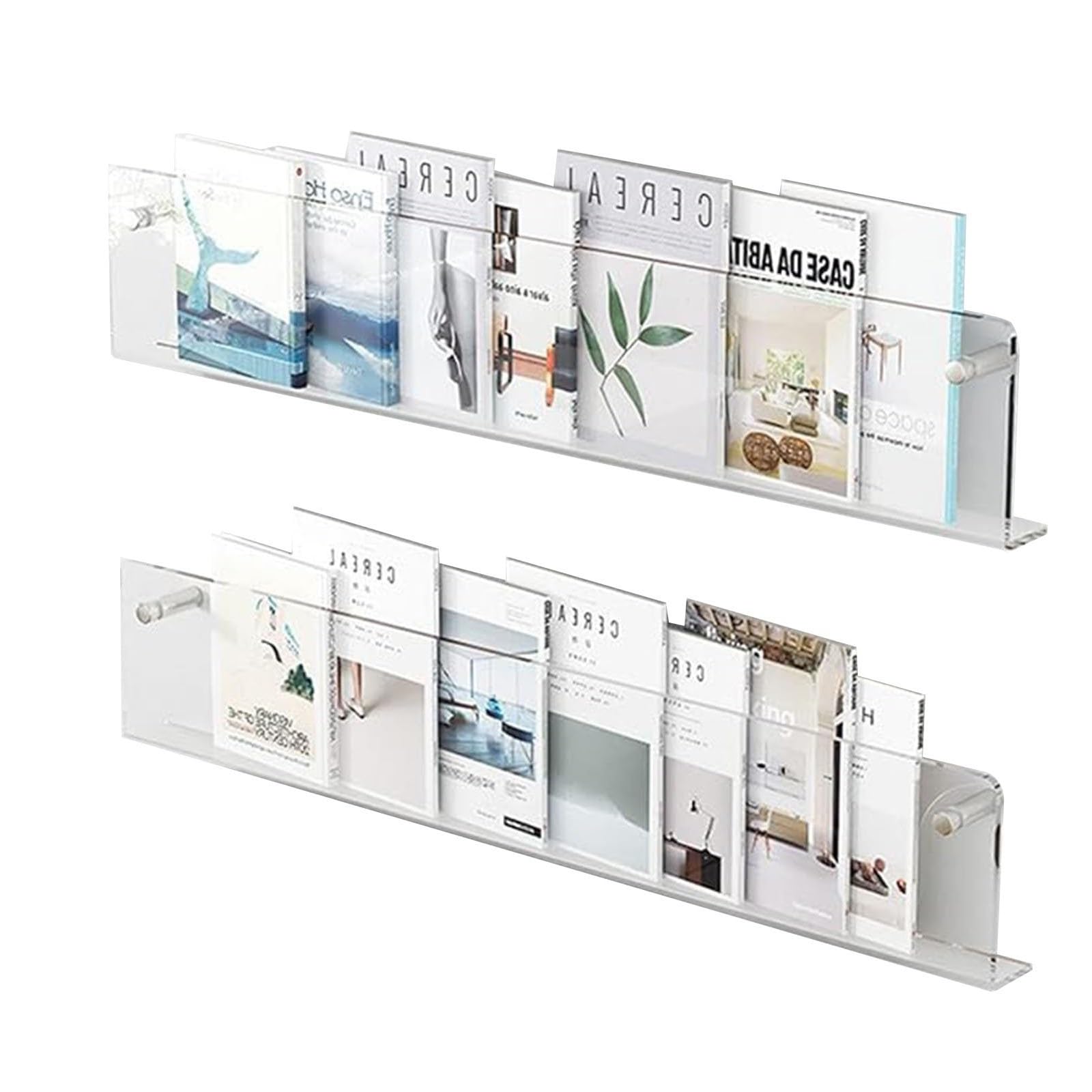 Estantes de acrílico para revistas flotantes con diseño transparente en pack de 2 unidades