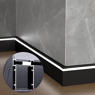 JARBIH 1M 3.3ft Aluminum Skirting Baseboard, 78x12mm Line LED Channel System, Hard Bar Strip
