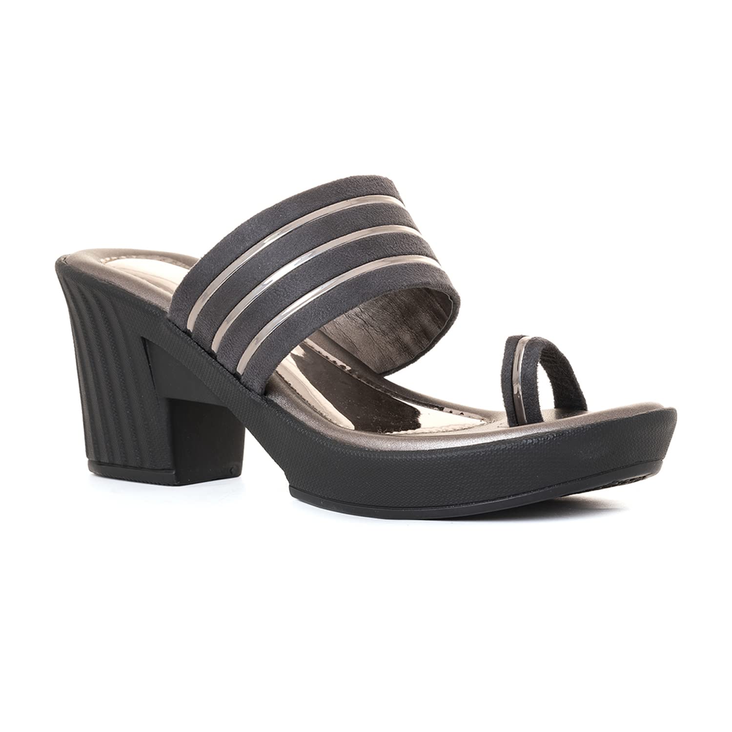 Khadims Cleo Grey High Heel Block Slip On Sandal for Women (5300602) (B0BXXJB4D4) Amazon Price History, Amazon Price Tracker