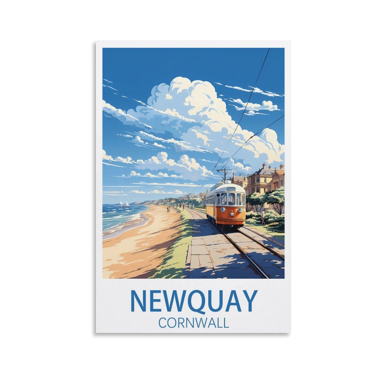 EZMLFA 5D Diamond Art Kits for Beginner,Newquay Cornwall,Diamond Art House DIY Diamond Art Kits for Home Wall Decor 40x50cm