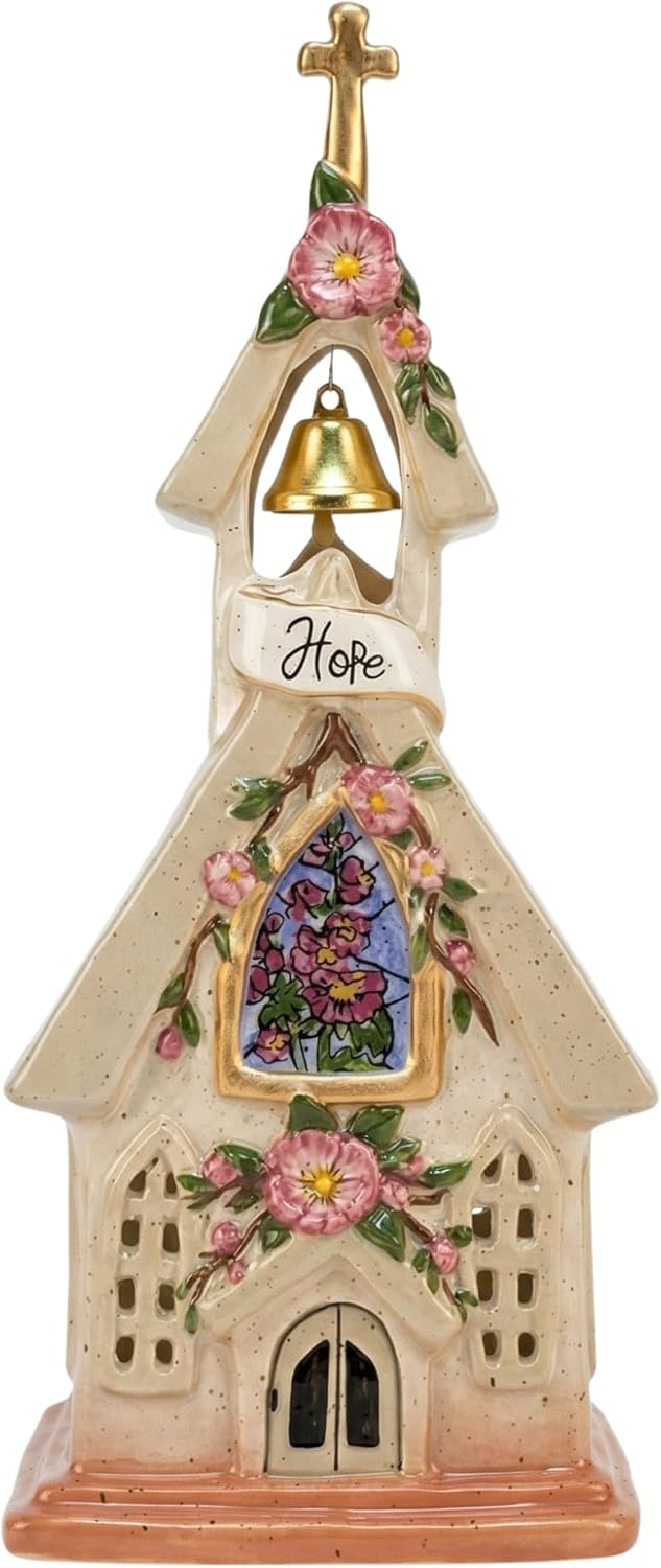 Blue Sky Clayworks Hope Virtue Church Candle House, 5" L x 3.5" W x 11.75" H