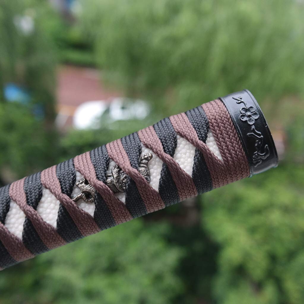 BOHIHYU Sword Handle Tsuka 10.2in Iron Fittings and Real Samegawa 01-10 (TB09, 26cm/10.2in)