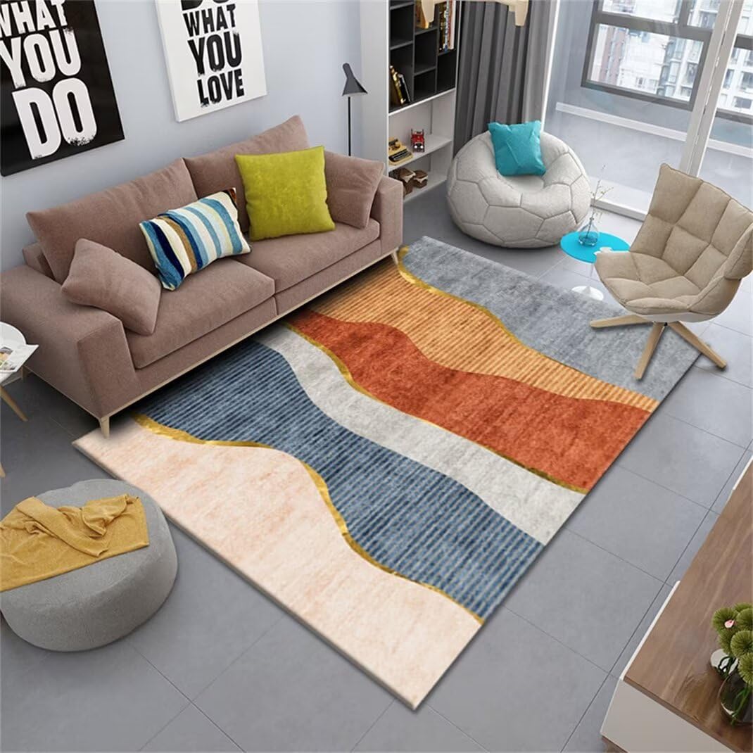 Tapis de salon orange 50x80 cm moderne et à poils courts pour chambre
