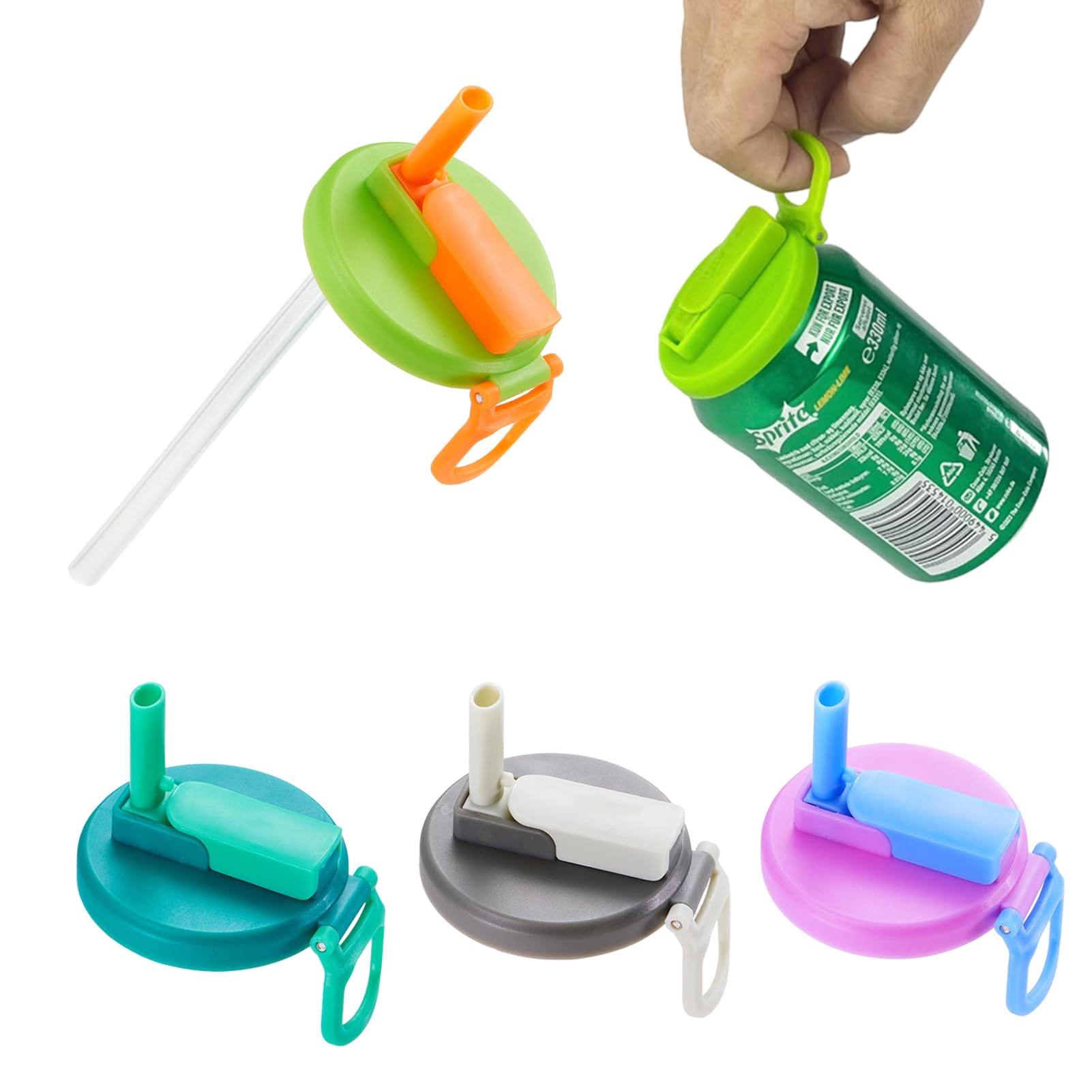 4 stuks blikdeksels met rietje, siliconen drankbliksluiting, bliksluiting, drankblikjessluiting met rietopening en stofbescherming, standaard soda, colablikjes
