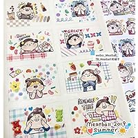 海外マステ 人物マステ 6巻セット マスキングテープ シール 動物 桃 狐 海外マステ 人物マステ 6巻セット マスキングテープ シール 動物 桃 狐