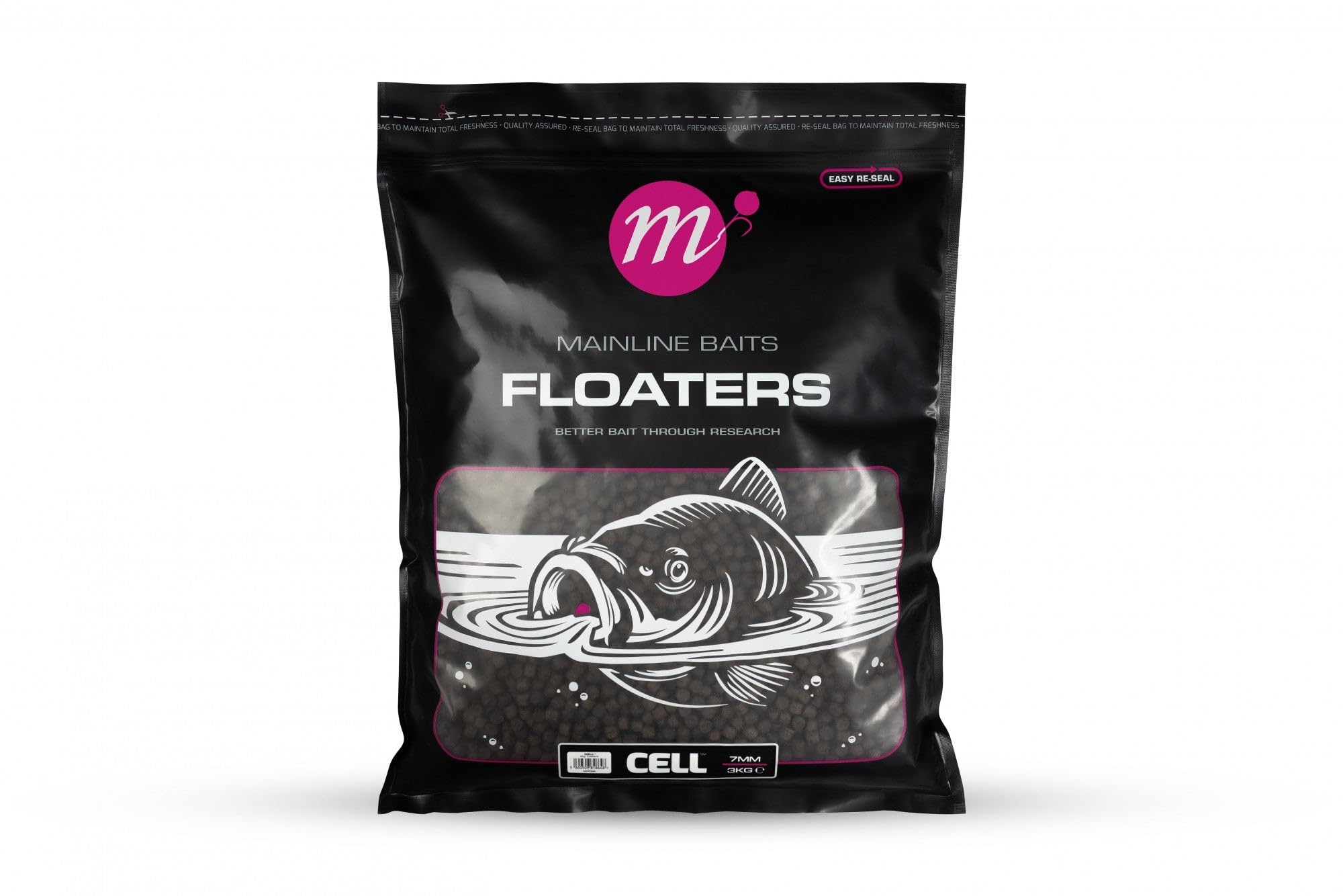 Mainline Baits Floaters Cell 7mm 3kg | Carp Surface Fishing Bait | Cell Flavour Edge for Carp Feeding Response | Ideal as Free Offerings to Create Feeding Zone and Increase Bites | Resealable Bag
