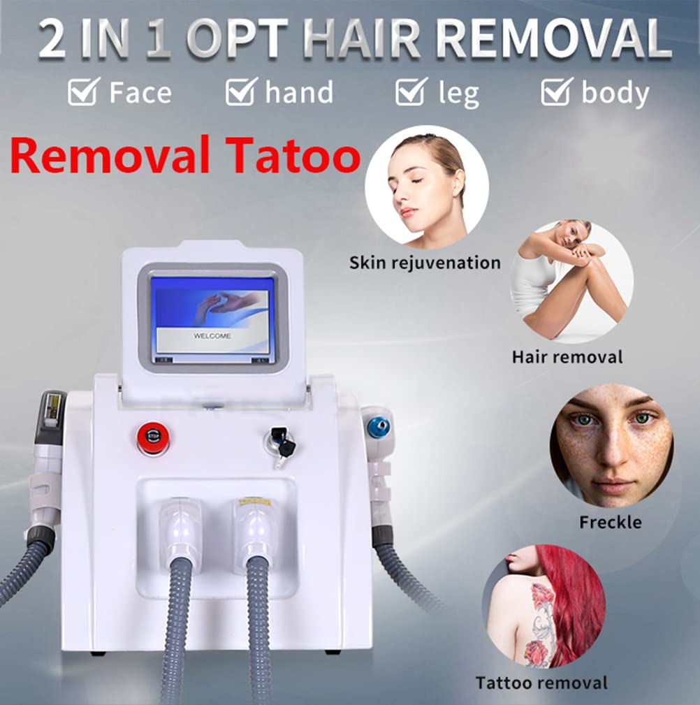 IPL OPT Epilatore per la rimozione e macchina per la rimozione dei tatuaggi Nd Yag, macchina di bellezza E-light per la rimozione di sopracciglia/contorno degli occhi/nei