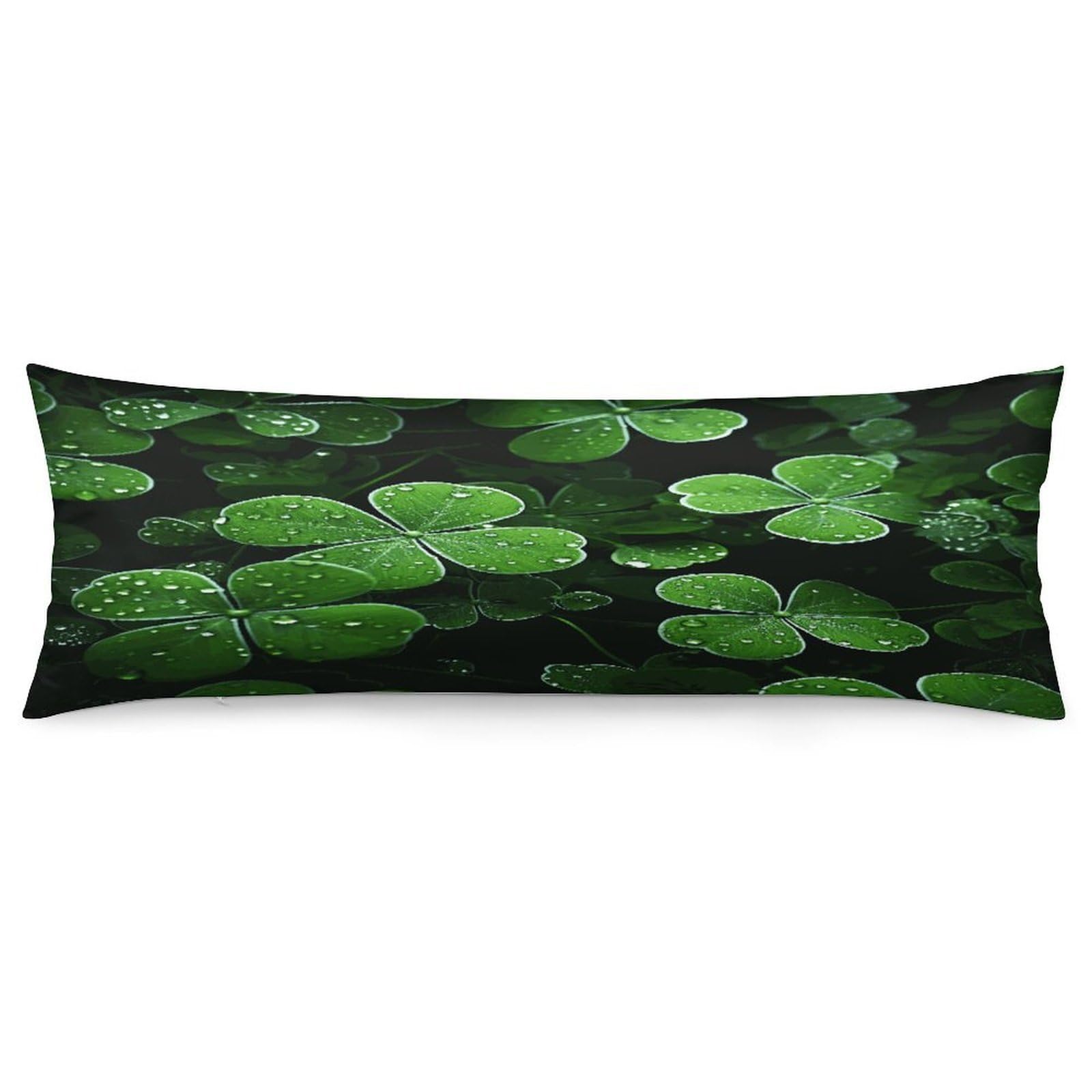 St Patricks Day Leaves Body Pillow Cover Luxury Long Body Pillow Pillowcase with Hidden Zipper Breathable Soft Cozy Pillow Case Wrinkle Fade Resistant Pillowcase 20''×54''