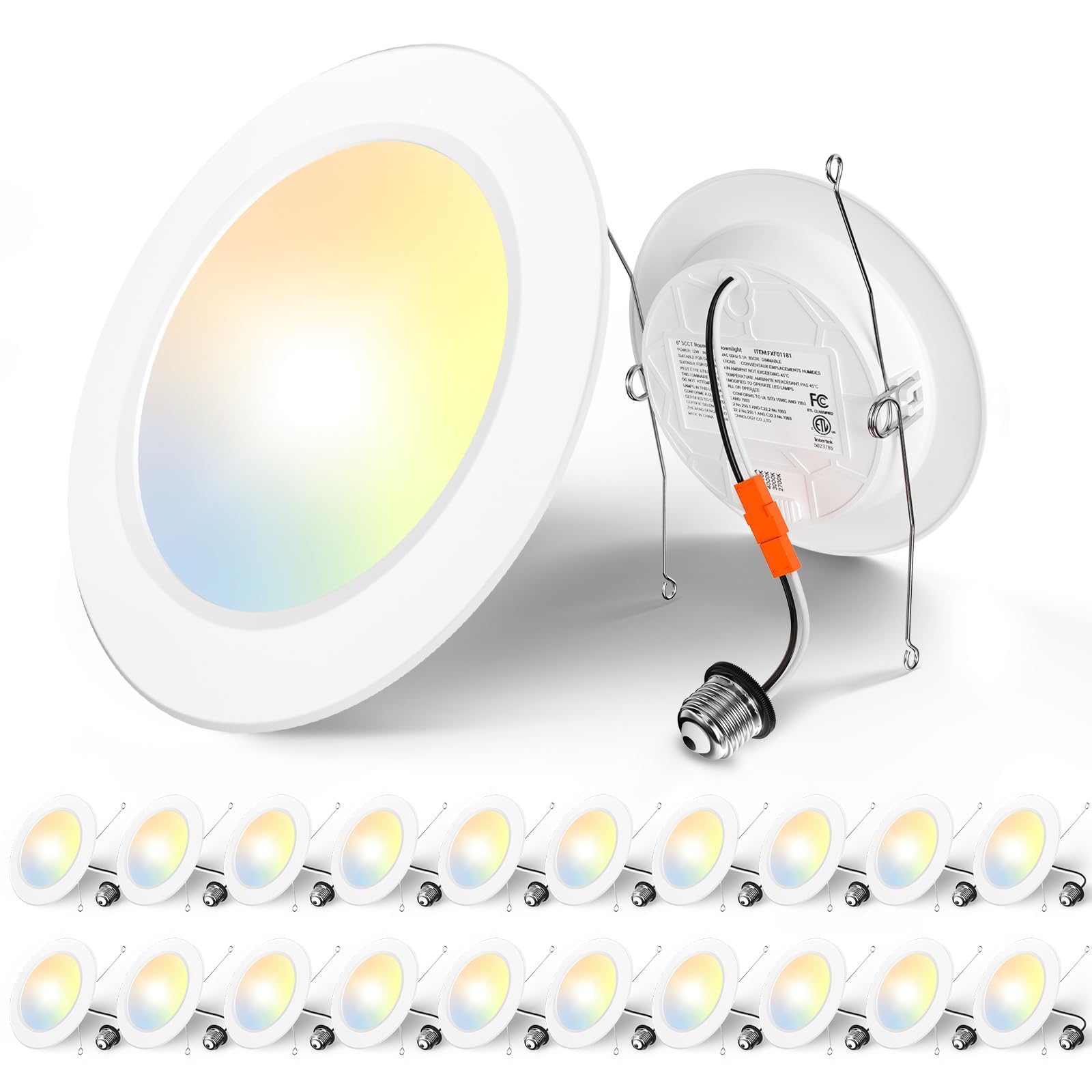Amico 5/6 inch 5CCT LED Recessed Lighting 20 Pack, 1050LM