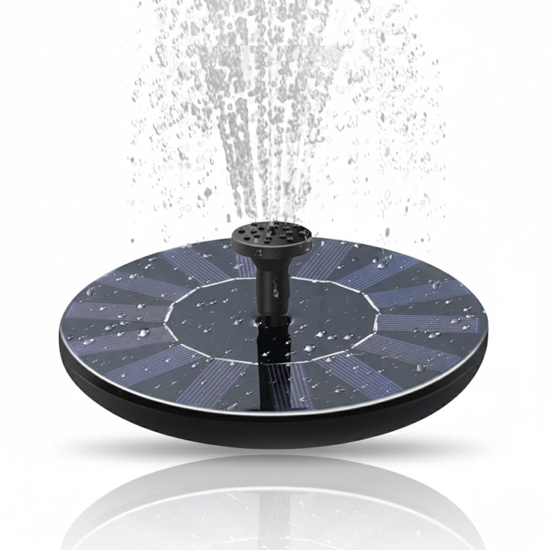 Drumstone Solar Water Fountain Pump, Floating Solar Panel Fountain for Bird Bath Garden Pond Pool Aquarium, Eco-Friendly Outdoor Water Feature Decoration with Multiple Nozzles
