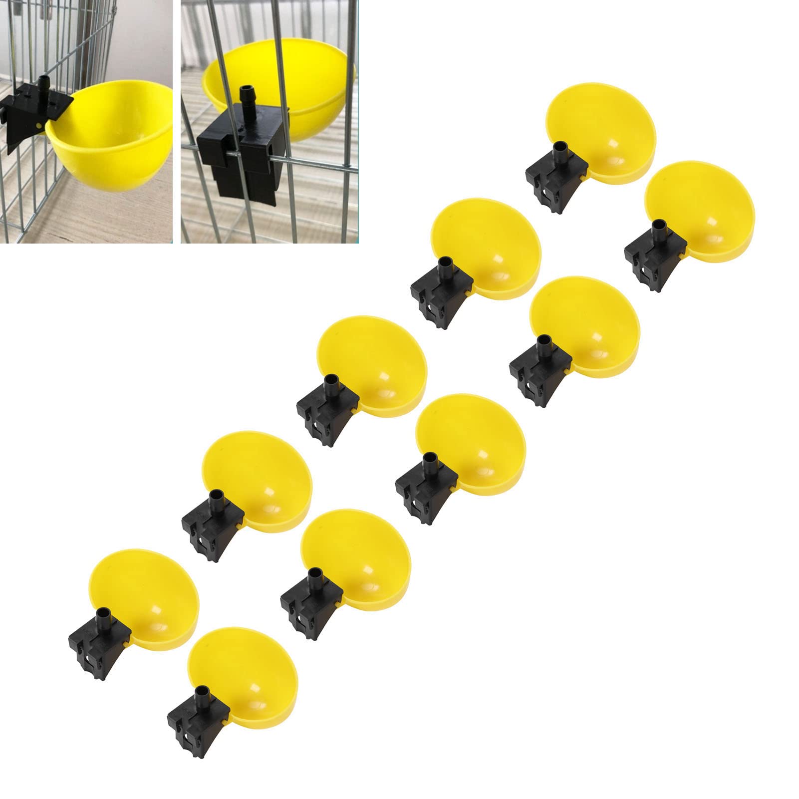 BuyWeek Bol à abreuvoir pour oiseaux, 10 pièces, tasses à abreuvoir automatique pour poulet de grande capacité, distributeur d'eau pour cage d'oiseaux pour caille de poulet