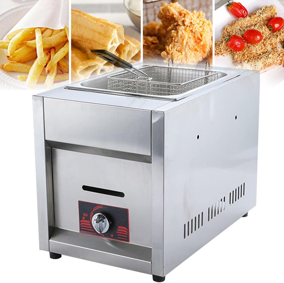 Deep Fryer, Commercial Countertop Deep Fryer with Temperature Control/Removable Oil Basket, Suitable for Fast Food Restaurants, Snack Bars (Singlepot)