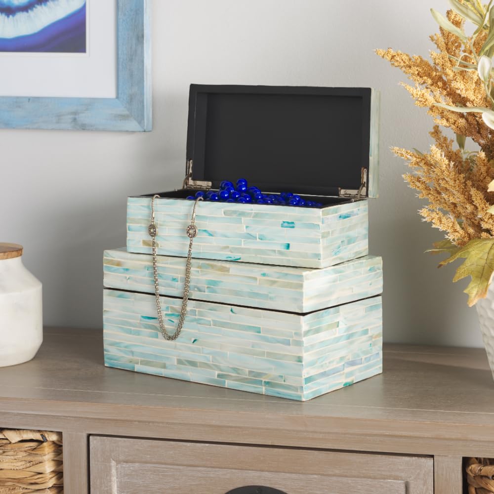 SAFAVIEH Home Collection Home Collection Kallie Blue/Grey Set of 2 Boxes (Fully Assembled)