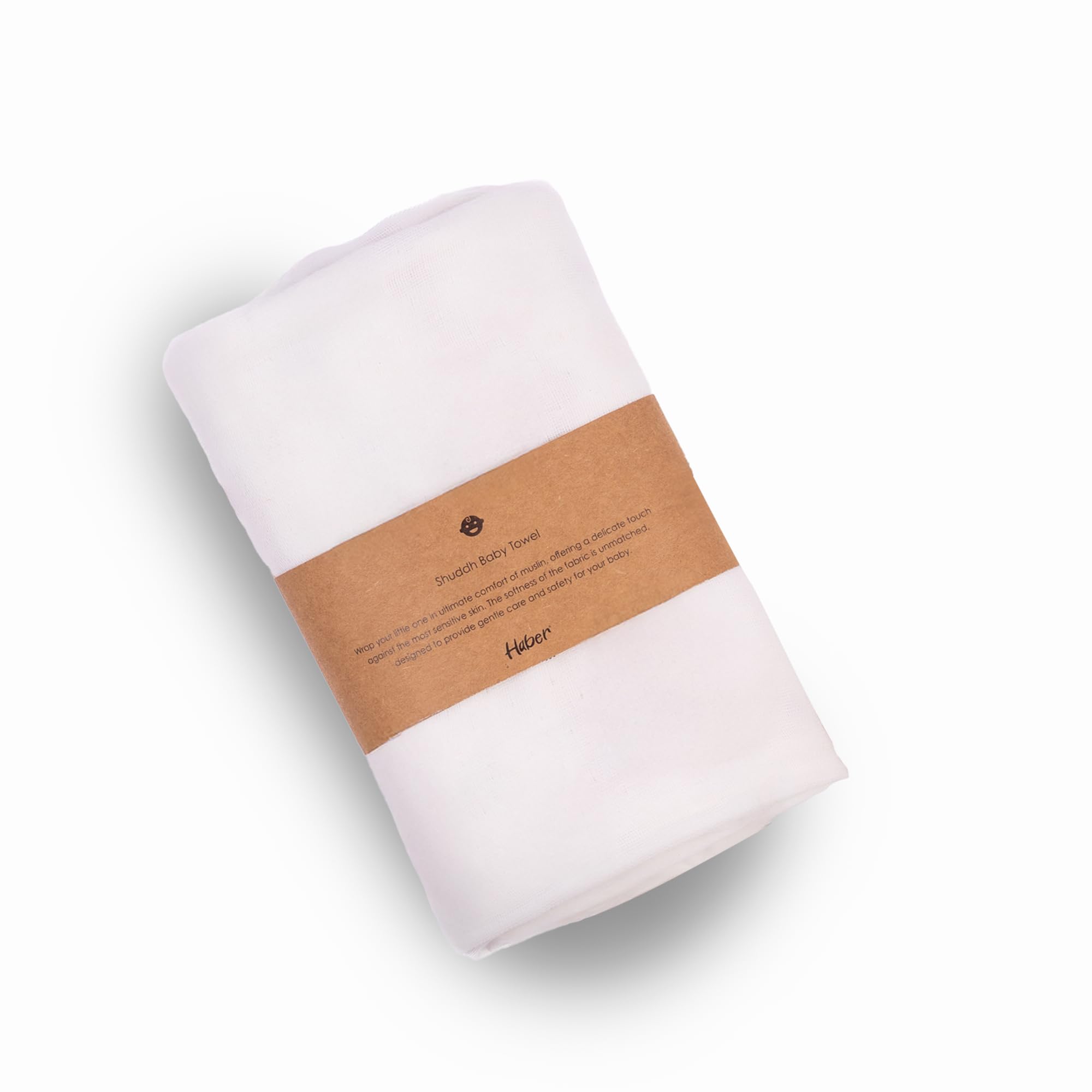 Haber Traditional Indian Muslin Baby Wash Towel for Baby Care Soft and Absorbent, Baby Wipes, Face-Wash, Body Wipe, Napkins (White),5 Count