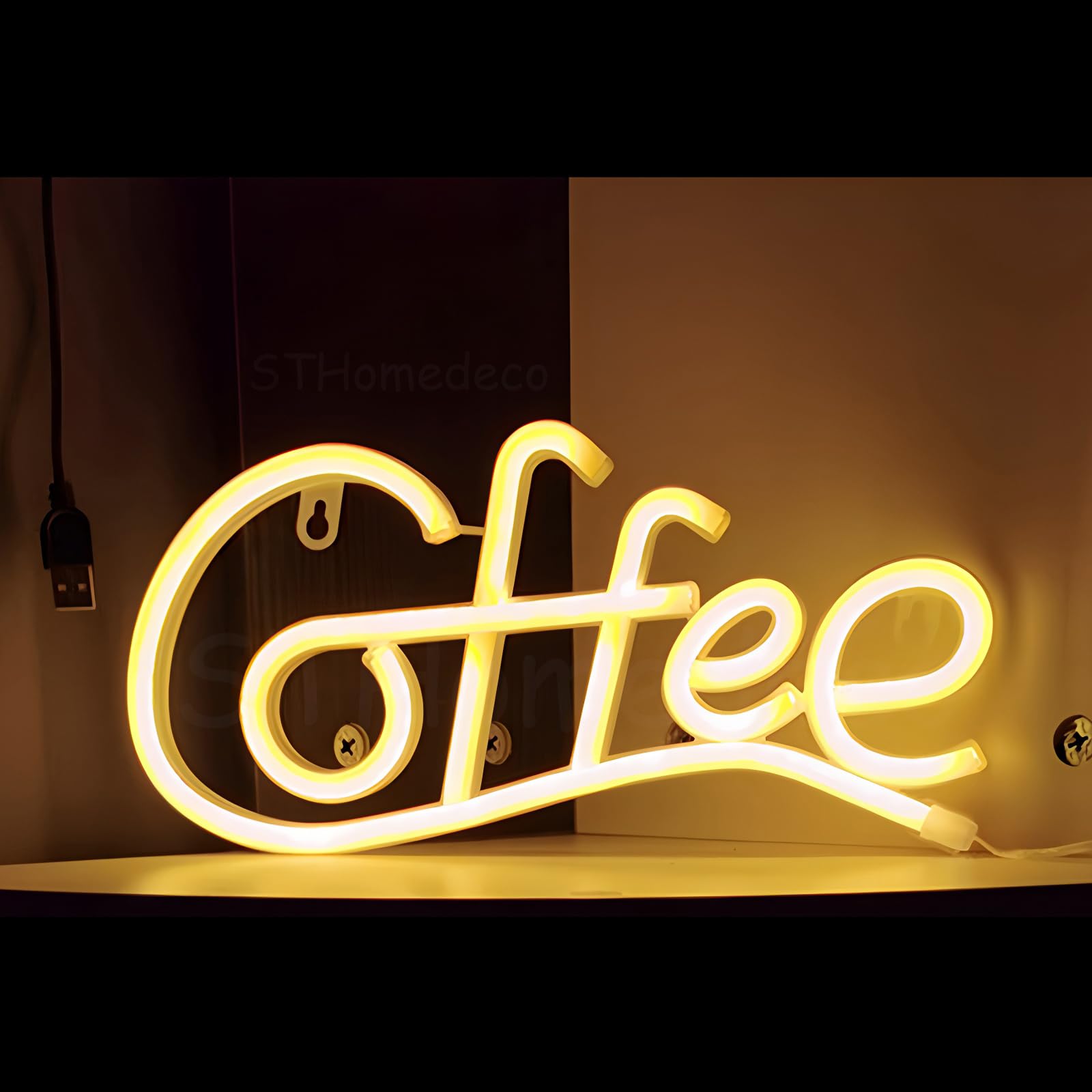 Neon Wall - Cafe Letter Lamp, Neon Lamp, LED Light Sign & Stickers, DIY for Opening Times, Bar, Restaurant, Kitchen, Party, Decoration (Hot Coffee) — image 1
