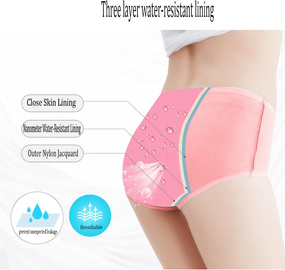 YOYI FASHION Women Menstrual Period Briefs Jacquard Easy Clean Panties US Size XXS-5XL/12 - Image 3