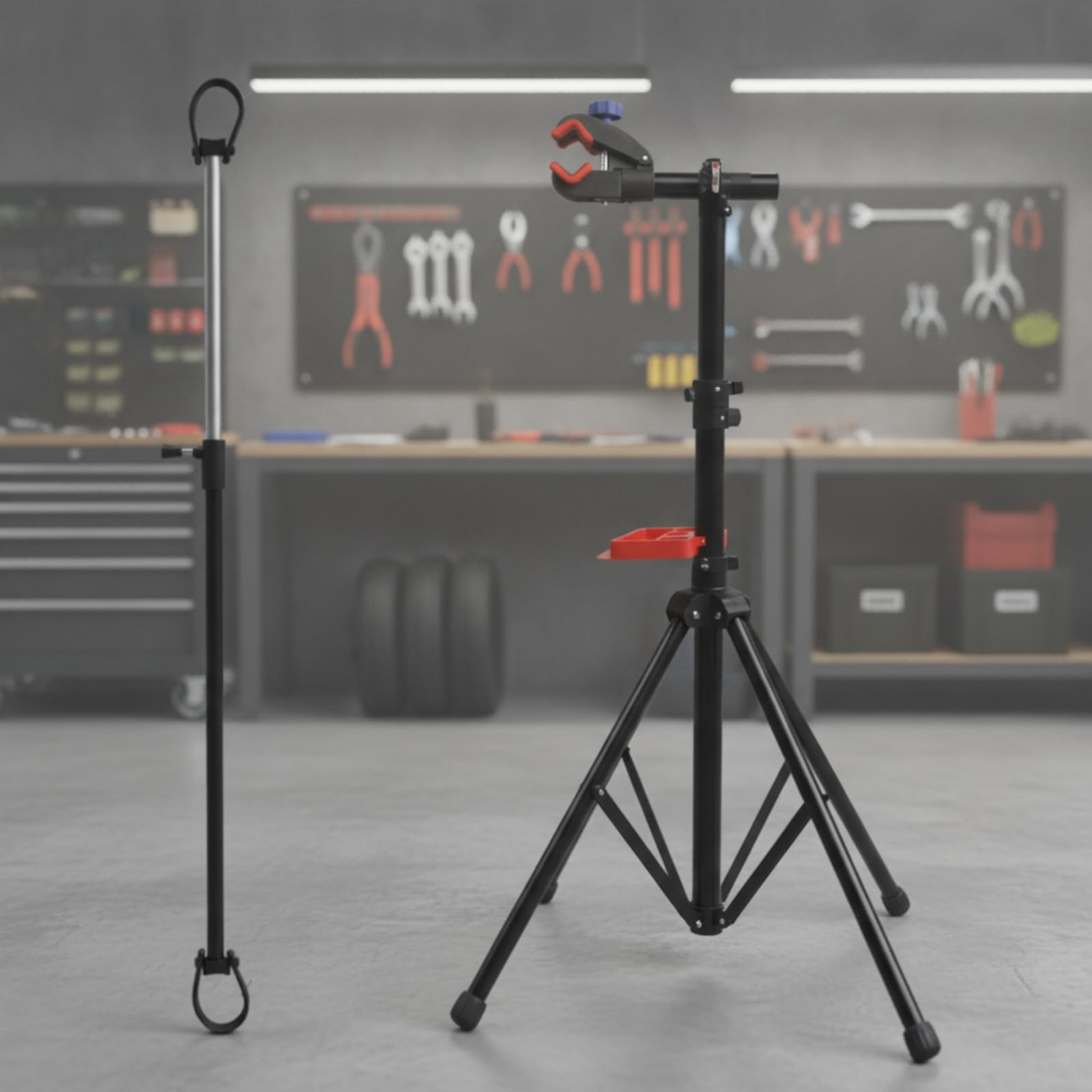 Soporte para Bicicleta con Trípo Giratorio, Caballete Mantenimiento para Bicicleta, Ligero, Garaje , Rojo