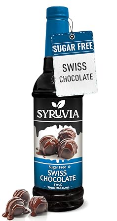 Syruvia Sugar Free Coffee Syrup, Swiss Chocolate Flavored Syrup for Drinks, Lattes, and Desserts 25.4 fl oz