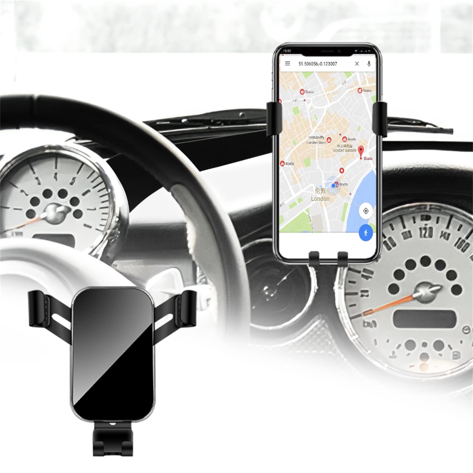 NEFELI Car Phone Holder for Mini R50 R52 R53 Auto Accessories Interior Decoration Phone Mount [Big Phones with Case Friendly]Black