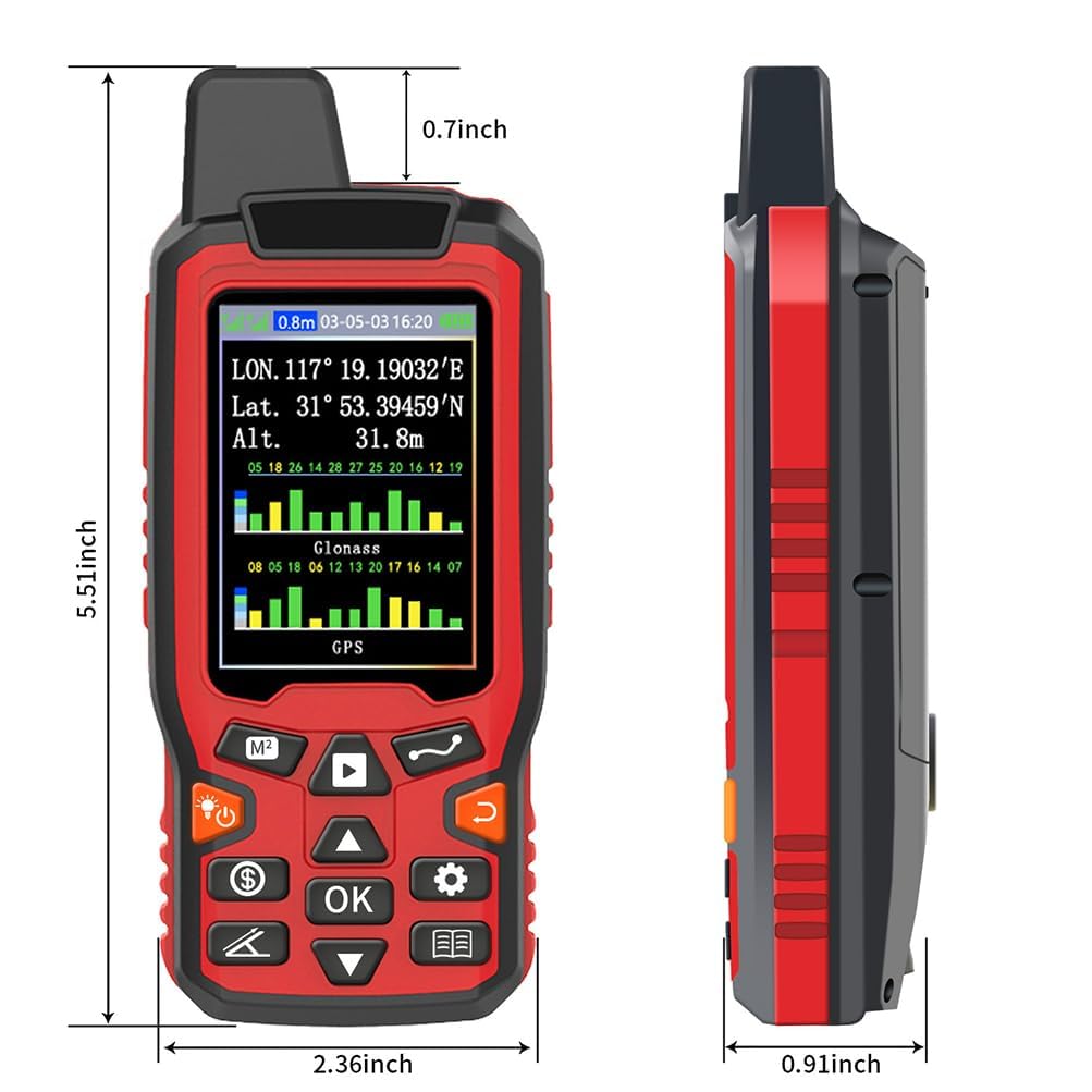 Calculatrice de Zone GPS Portable, Batterie de 3500 mAh de Long et étanche - 2,4 "Affichage Haute précision