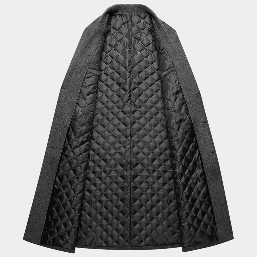 Cappotto Lungo da Uomo Casual Trench Invernale in Lana Sintetica Slim Fit Spessore Cappotto a Maniche Lunghe Imbottito Giacca Outerwear a Vento Parka