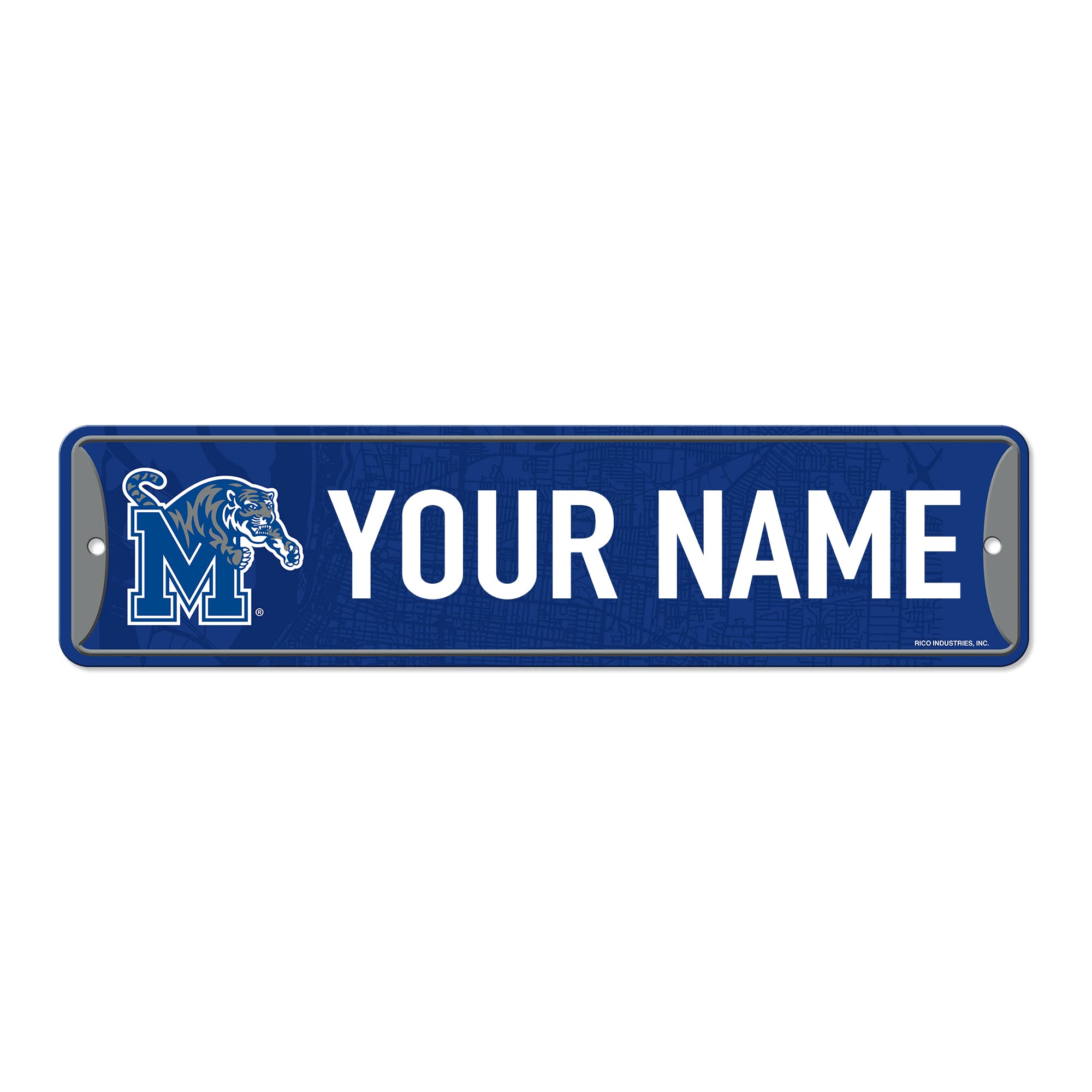 Rico Industries NCAA Memphis Tigers Primary Personalized Metal Street Sign 4" x 15" Home Décor - Bedroom - Office - Man Cave