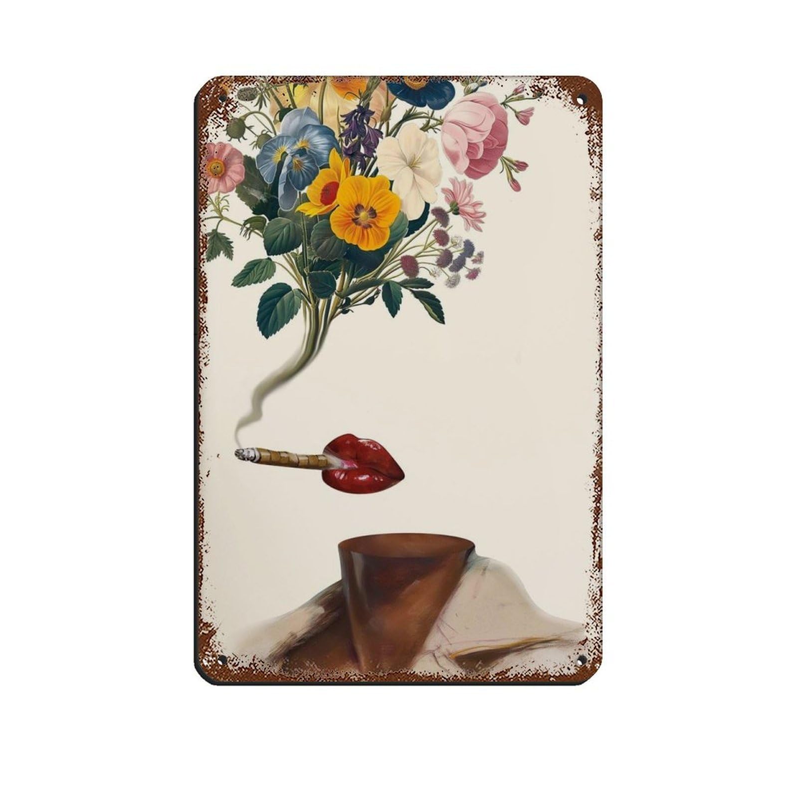 Flower Flavour Retro Surreal Art Retro Poster Metal Tin Sign Chic Art Retro Iron Painting Bar People Cave Cafe Family Garage Poster Wall Decoration 8x12inch(20x30cm)