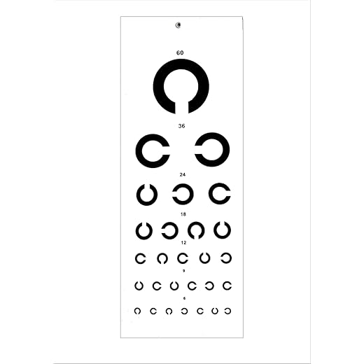 Eagle Eye Products® || EEP || Professional Snellen Vision Test Chart || Landolt C || Multiple Types || Optical Eye Examination || 7 Lines