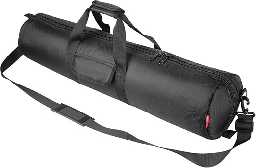 HEMMOTOP Tripod Case, 31.5x7x7 in Heavy Duty Tripod Bag with Shoulder Straps and Handles, All Sides 1 cm Thick Padded Carrying Case with Two Zippered Pockets for Speaker Stand, Monopod - R08018 Black