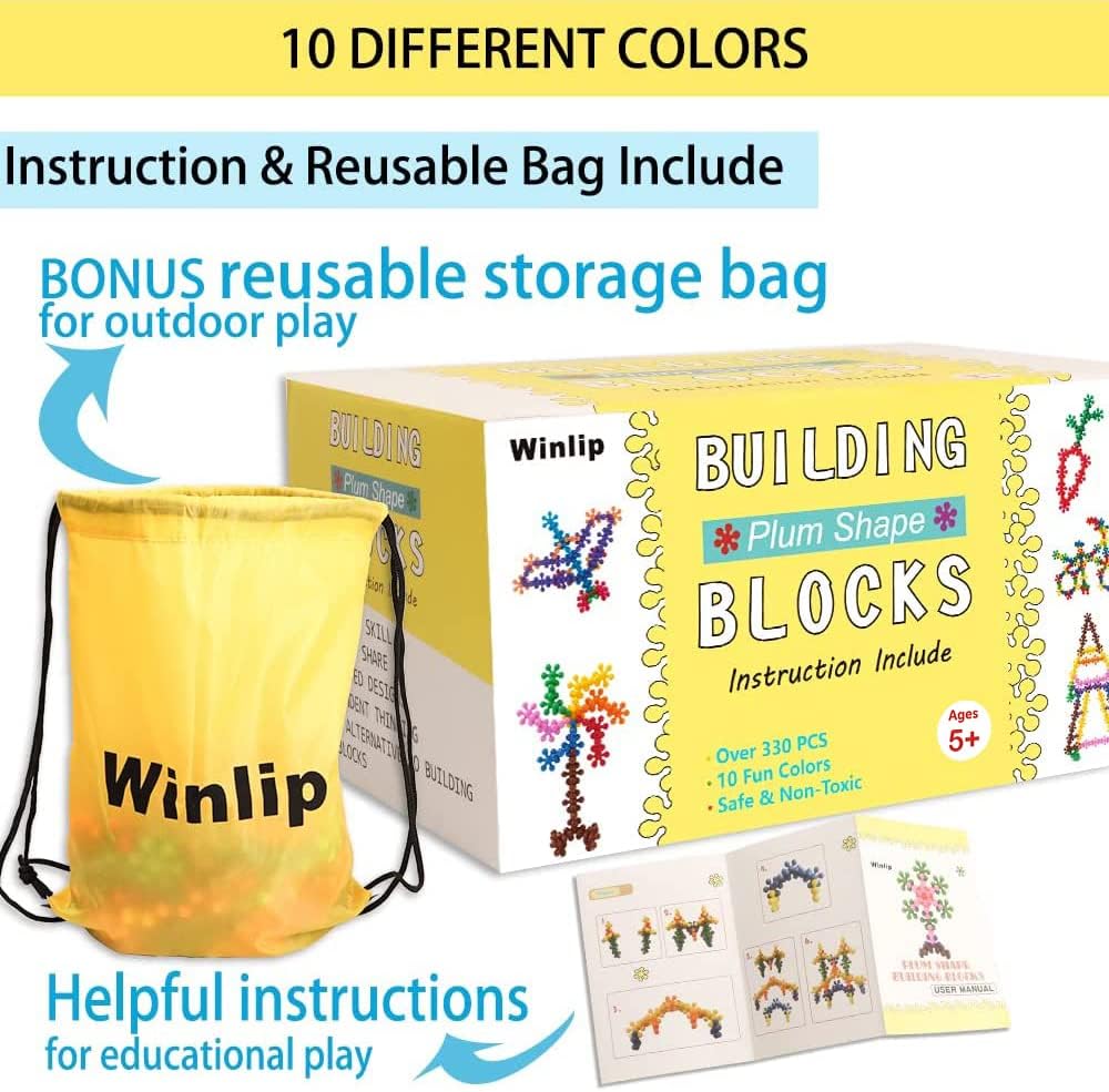 330 pcs Building Blocks, Educational Building Toys Stem Toys Building Discs Sets Interlocking Solid Plastic for Preschool Toddlers Girls and Boys by Winlip
