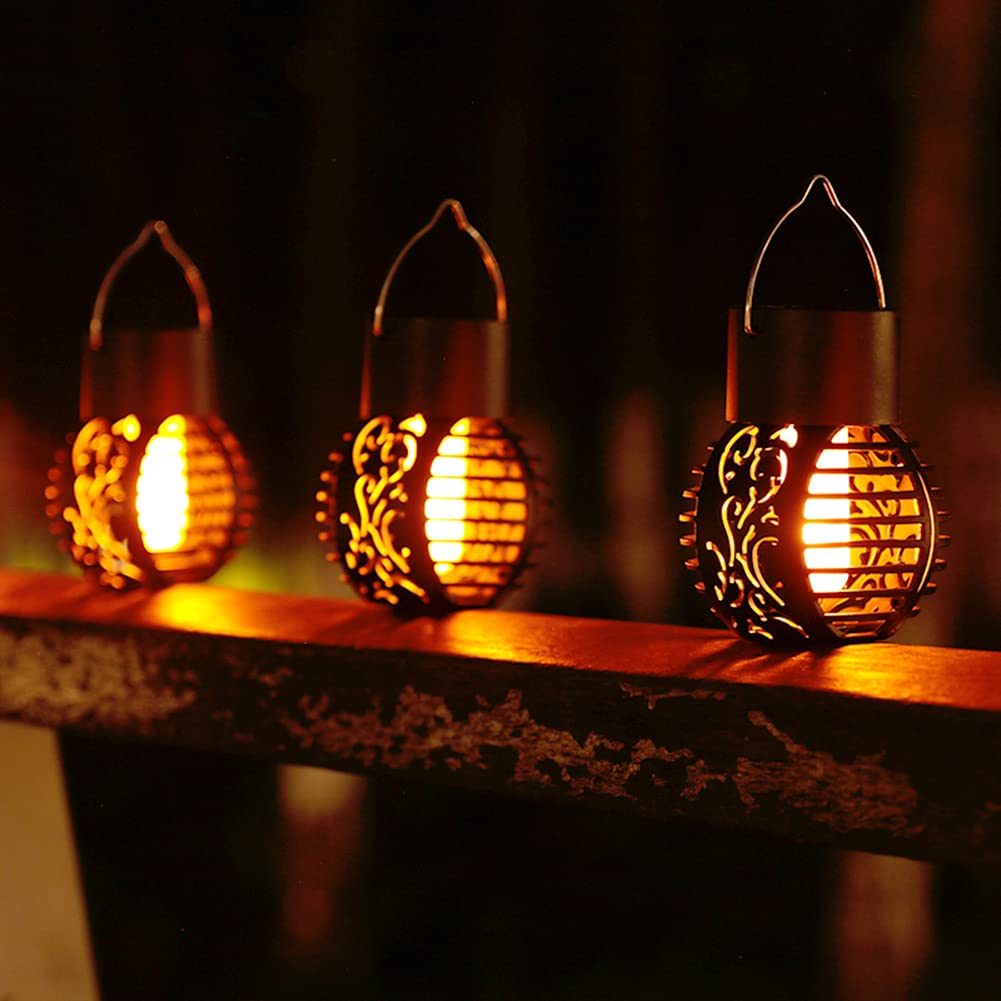 ACUYE Solar Lanterns Outdoor, 2Pack Hanging Garden Light with Flame Effect, Waterproof Pendant Lamp with Auto On Off, Decoration for Garden Pathway Patio Yard (2 Pack)