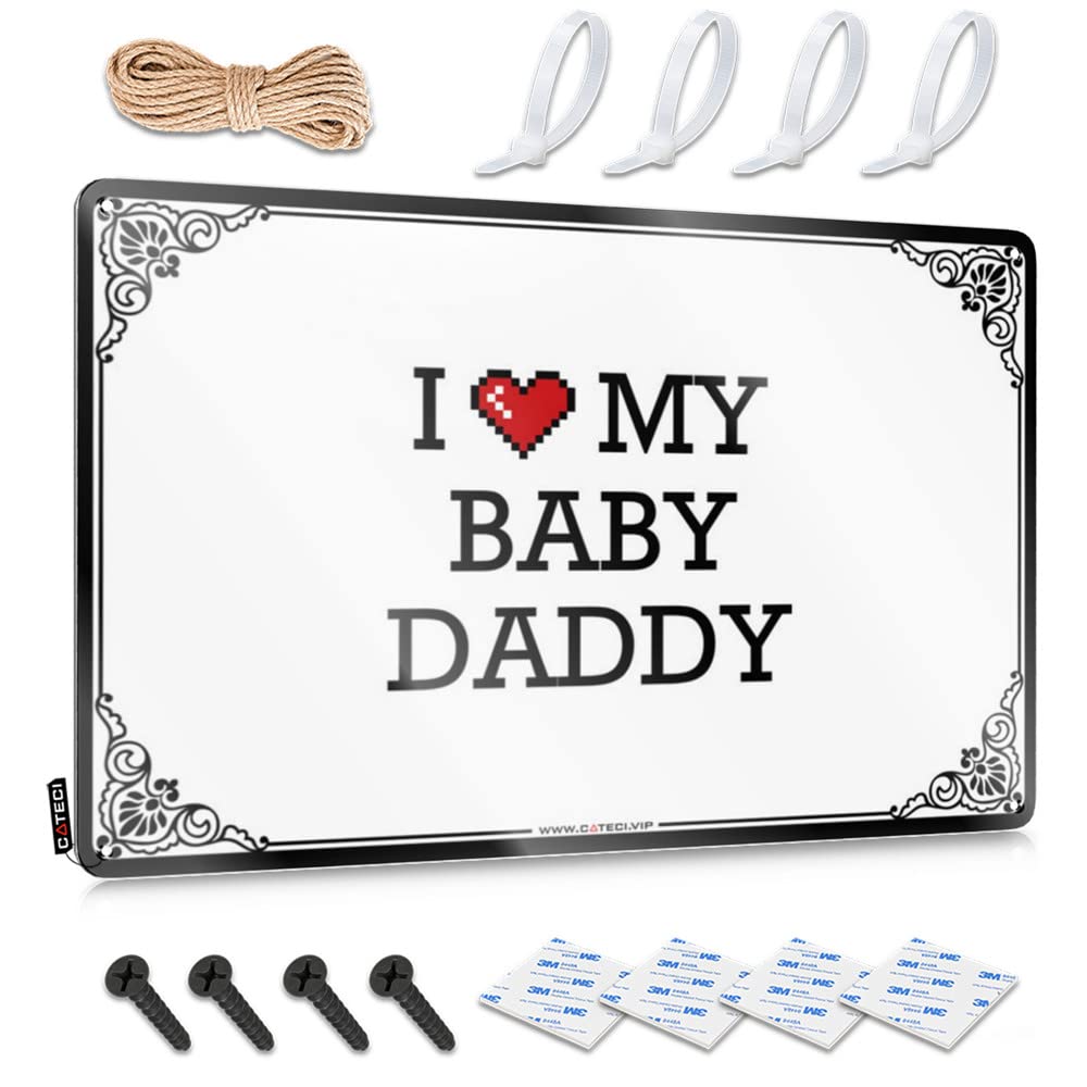 Tiki Bar Decor, Sign Funny Accessory Wall Decor, Handcrafted Rustic Metal Tin Sign For Man Cave | Drive Holiday Gift Custom I Love My Baby Daddy(30X40CM)